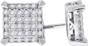 925 Sterling Silver Womens Cubic Zirconia Square Stud Earrings