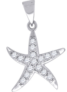 925 Sterling Silver Womens Cubic Zirconia Star Fish Charm Pendant