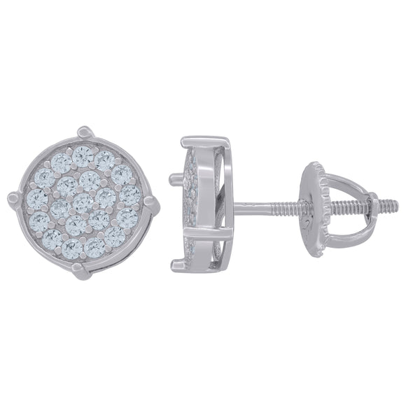 925 Sterling Silver Womens Cubic Zirconia Round Stud Earrings