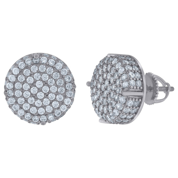 925 Sterling Silver Womens Cubic Zirconia Round Stud Earrings