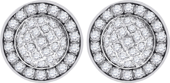 925 Sterling Silver Womens Cubic Zirconia Round Stud Earrings
