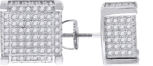 925 Sterling Silver Womens Cubic Zirconia Square Stud Earrings