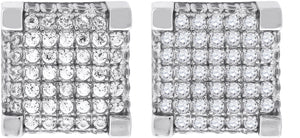 925 Sterling Silver Womens Cubic Zirconia Square Stud Earrings