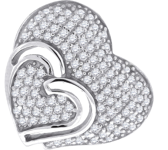 925 Sterling Silver Womens Cubic Zirconia Heart Charm Pendant