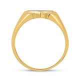 10kt Yellow Gold Mens Round Diamond Diagonal Offset Square Ring 1/4 Cttw