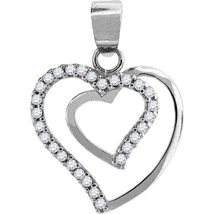 925 Sterling Silver Womens Cubic Zirconia Heart Charm Pendant