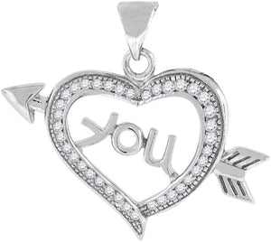 925 Sterling Silver Womens Cubic Zirconia Heart Charm Pendant