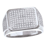 925 Sterling Silver Mens Cubic Zirconia Rectangle Face Wide Band Engagement Ring Size 9