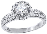 925 Sterling Silver Womens Cubic Zirconia Engagement Ring Size 9