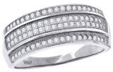 925 Sterling Silver Womens Cubic Zirconia Cz 4 Row Wedding Band Ring Size 7