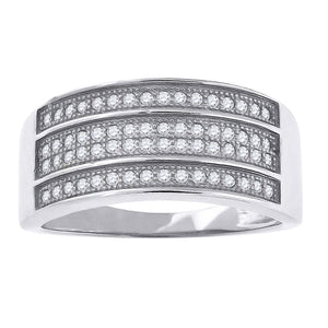 925 Sterling Silver Womens Cubic Zirconia Cz 4 Row Wedding Band Ring Size 7