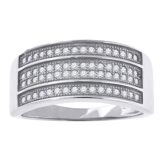 925 Sterling Silver Womens Cubic Zirconia Cz 4 Row Wedding Band Ring Size 7
