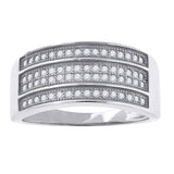 925 Sterling Silver Womens Cubic Zirconia Cz 4 Row Wedding Band Ring Size 8