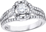925 Sterling Silver Womens Cubic Zirconia Fashion Engagement Ring Size 9