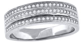 925 Sterling Silver Womens Cubic Zirconia Cz 3 Row Wedding Band Ring Size 11