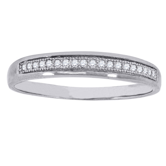 925 Sterling Silver Womens Cubic Zirconia Cz Single Row Wedding Band Ring Size 6