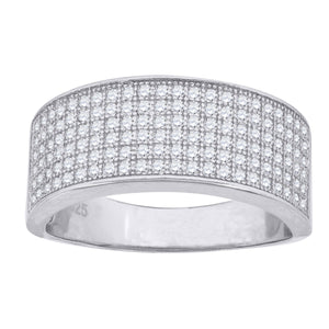 925 Sterling Silver Mens Cubic Zirconia Wedding Band Ring Size 6