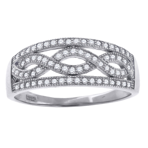 925 Sterling Silver Womens Cubic Zirconia Infinity Promise Ring Wedding Band Ring Size 6
