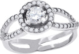 925 Sterling Silver Womens Cubic Zirconia Halo Engagement Ring Size 6