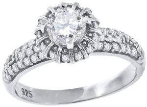925 Sterling Silver Womens Cubic Zirconia Engagement Ring Size 6