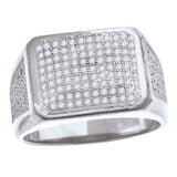 925 Sterling Silver Mens Cubic Zirconia Rectangle Face Wide Band Engagement Ring Size 11