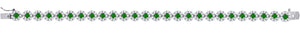 925 Sterling Silver Women Green & White Cubic Zirconia Fancy Tennis Flower Bracelet Size 8 Inches