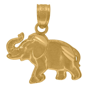 10kt Yellow Gold Mens Elephant Animal Charm Pendant