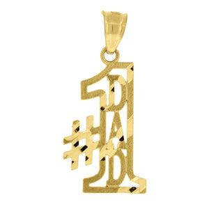 10kt Yellow Gold Diamond-cut Mens No. 1 Dad Ht:26.1mm x W:12.5mm Letters & Words Charm Pendant