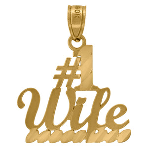10kt Yellow Gold Womens No.1 Wife Ht:21mm x W:16.8mm Letters & Words Charm Pendant