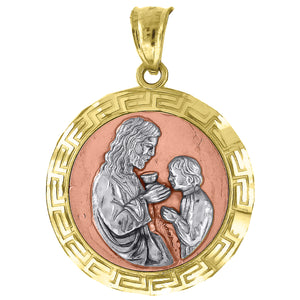 10kt Gold Tri-color Unisex Communion Ht:27.9mm x W:20.6mm Religious Charm Pendant