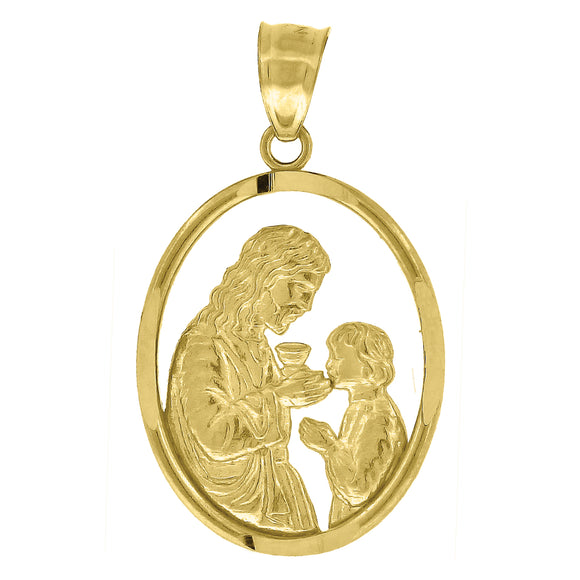 10kt Yellow Gold Unisex Communion Ht:27.6mm x W:16.7mm Religious Charm Pendant