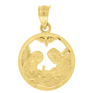 10kt Yellow Gold Unisex Holy Family Religious Charm Pendant