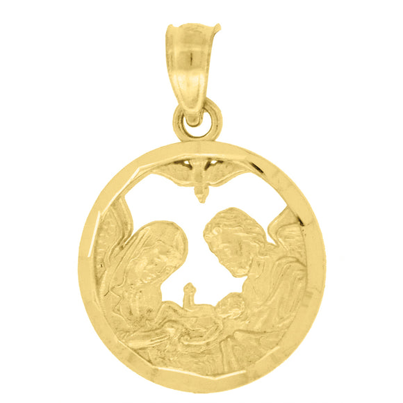 10kt Yellow Gold Unisex Holy Family Religious Charm Pendant