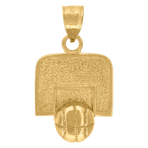 10kt Yellow Gold Diamond-cut Mens Basket Ball Ht:24.4mm x W:13.9mm Sports Charm Pendant
