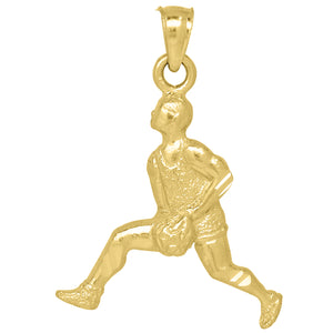 10kt Yellow Gold Mens Textured Soccer Player Sports Charm Pendant