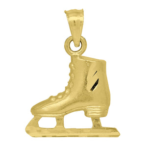 10kt Yellow Gold Mens Diamond-cut Ice Skate Sports Charm Pendant