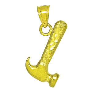10kt Yellow Gold Diamond-cut Mens Hammer Ht:18.7mm x W:10.8mm Tools Charm Pendant