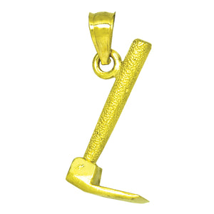 10kt Yellow Gold Textured Mens Pick Hammer Ht:17.3mm x W:8.9mm Tools Charm Pendant