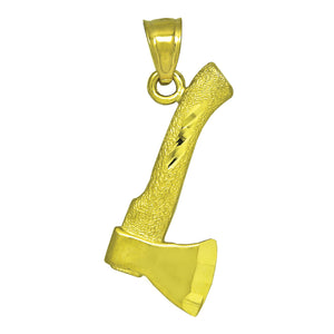 10kt Yellow Gold Diamond-cut Textured Mens Axe Ht:23.1mm x W:10.5mm Tools Charm Pendant