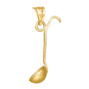 10kt Yellow Gold Mens Textured Spoon Household Charm Pendant