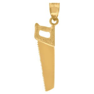 10kt Yellow Gold Mens Saw Ht:26.7mm x W:13.1mm Tools Charm Pendant