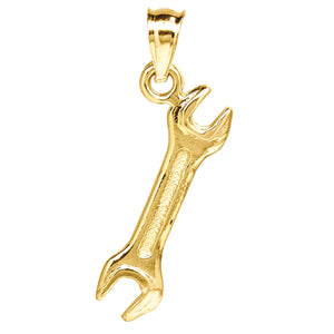 10kt Yellow Gold Mens Open End Wrench Tool Charm Pendant