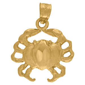 10kt Yellow Gold Diamond-cut Unisex Crab Ht:20.1mm x W:16.5mm Animal Charm Pendant