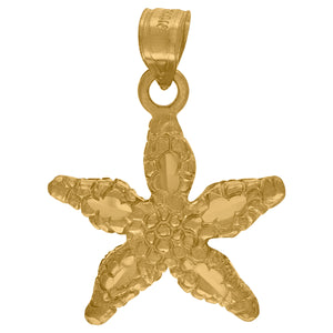 10kt Yellow Gold Unisex Textured Sea Star Fish Animal Charm Pendant
