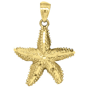 10kt Yellow Gold Diamond-cut Womens Star Fish Ht:27.4mm x W:20.5mm Animal Charm Pendant