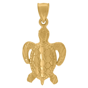10kt Yellow Gold Unisex Turtle Ht:31.9mm x W:18.6mm Animal Charm Pendant
