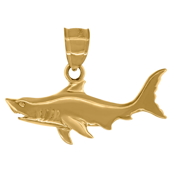 10kt Yellow Gold Mens Sea Fish Animal Charm Pendant