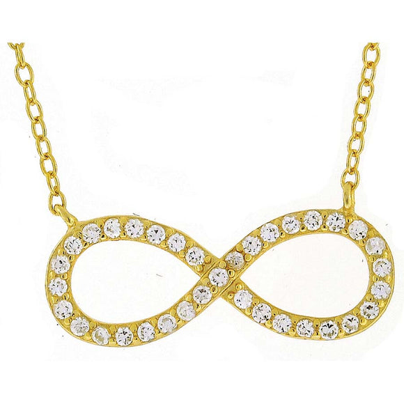 925 Sterling Silver Yellow-Tone Women Cubic Zirconia Rolo Link Infinity Necklace