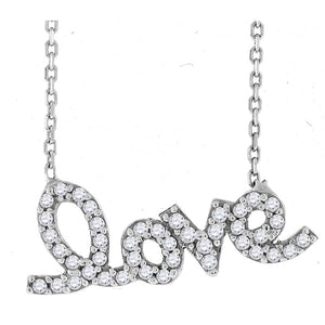 925 Sterling Silver Women Cubic Zirconia Rolo Link Love Necklace