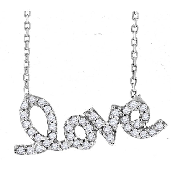 925 Sterling Silver Women Cubic Zirconia Rolo Link Love Necklace
